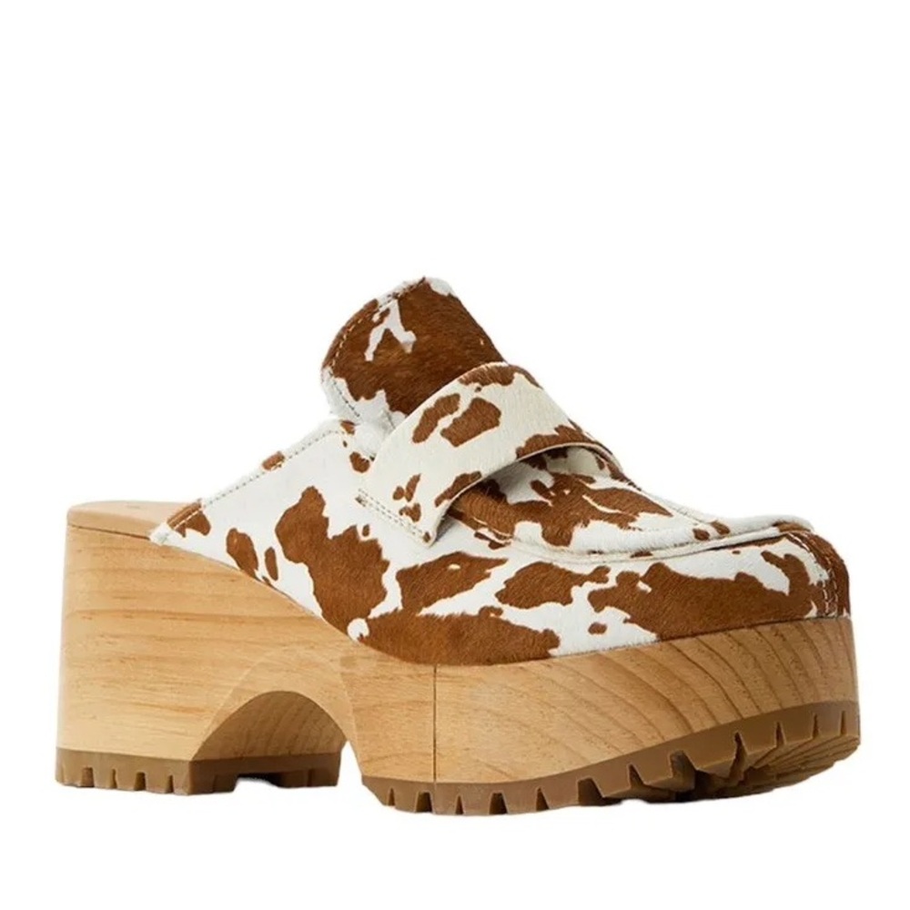 Free People Corbin Cowprint Clog Loafer